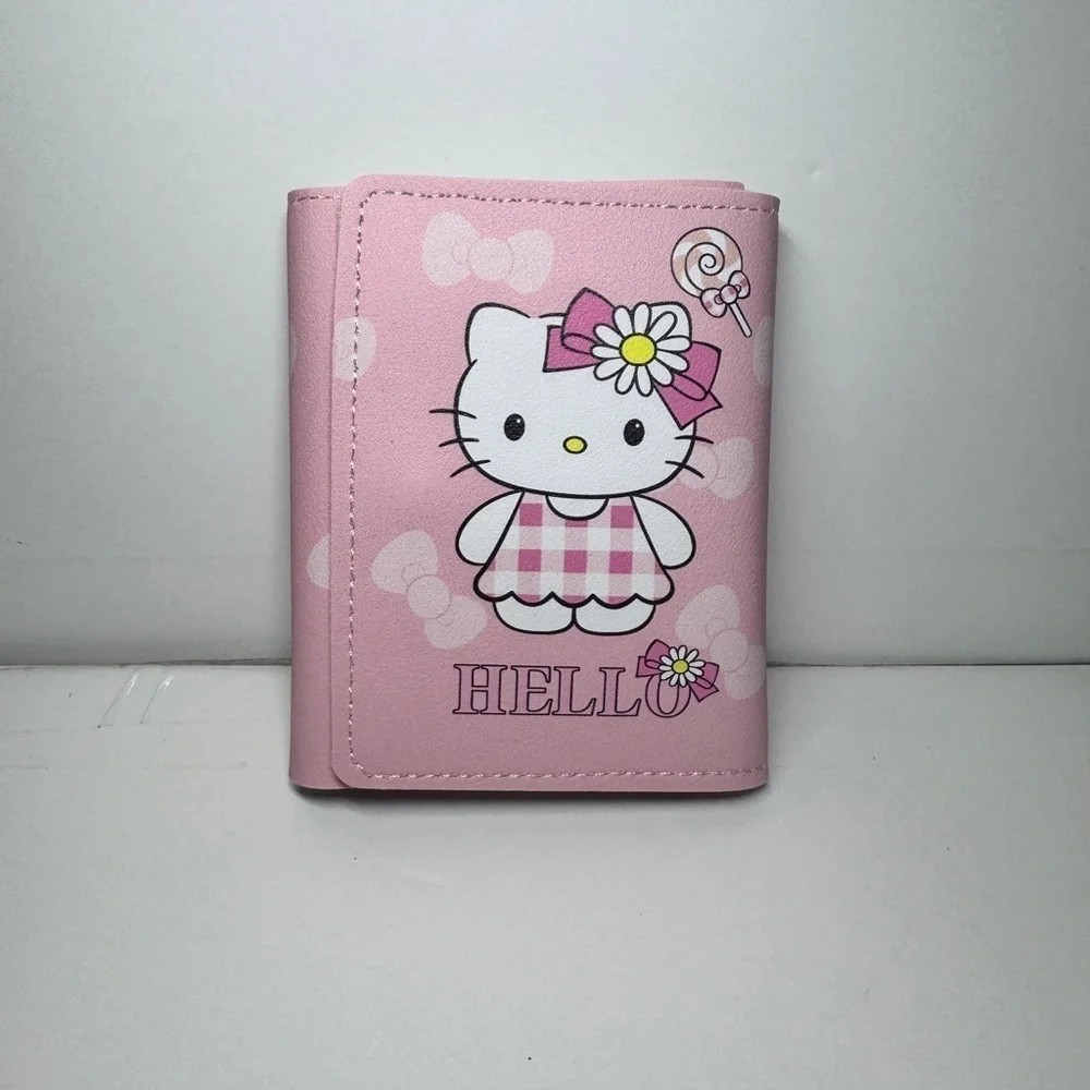 Sanrio Hello Kitty Pink Wallet Pink checkered dress tri-fold wallet NWT
